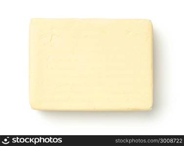 Butter isolated on white background. Top view