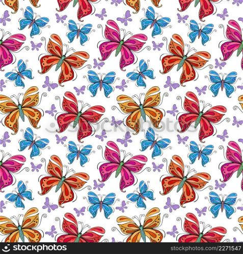 Butterflies moths insects animals fly. Seamless pattern with bytterflies. Wallpaper. Rose Chamomile Wildflowers Floral. Graphic flowers.  Beautiful seamless floral pattern with butterflies.