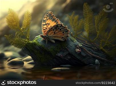 Butterfly nature illustration. AI≥≠rative.