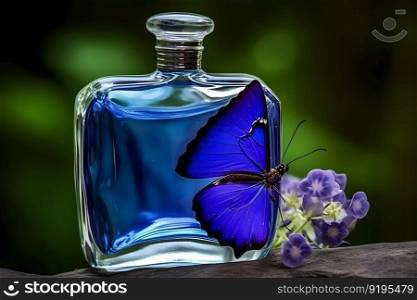Butterfly perfume bottle. Neural network AI generated art. Butterfly perfume bottle. Neural network AI generated