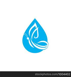Butterfly water drop vector logo design. Beauty salon vector logo creative illustration.