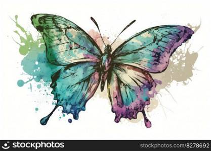 butterfly watercolor art hand drawn pa∫ing sty≤. distinct≥≠rative AI ima≥.. butterfly watercolor art hand drawn pa∫ing sty≤