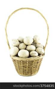 button white mushrooms in basket, champignons.
