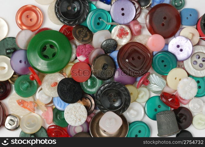 Buttons. A set of color buttons for clothes from a various material