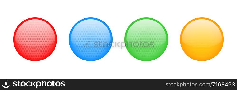 Buttons isolated vector colorful. Illustration of glossy glass buttons. Vector isolated object. Symbol collection. EPS 10