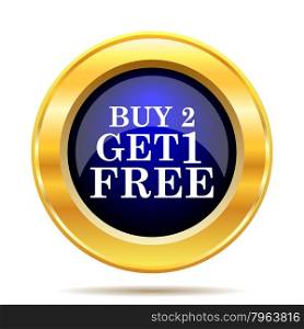 Buy 2 get 1 free offer icon. Internet button on white background.