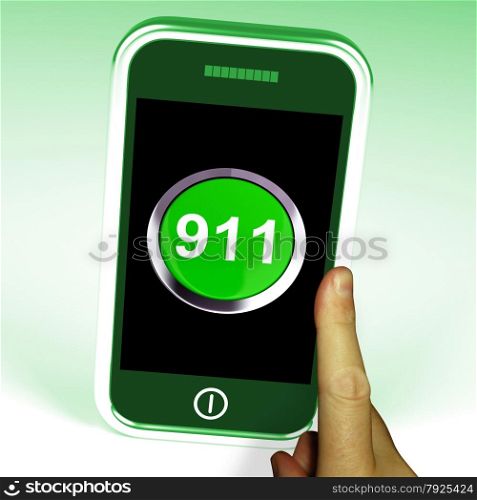 Buy Button On Mobile Shows Commerce Or Retail. Nine One On Phone Showing Call Emergency Help Rescue 911