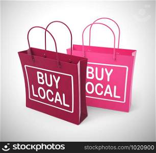 Buy local concept icon for purchasing from a village community. Fresh produce or products from a farmer&rsquo;s market - 3d illustration