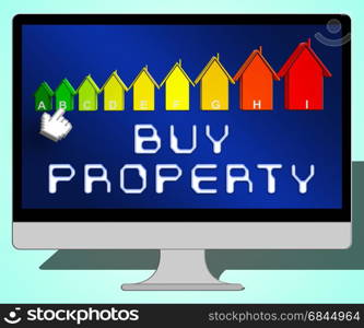 Buy Property Laptop Representing Real Estate 3d Illustration