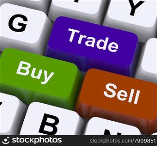 Buy Trade And Sell Keys Represent Commerce Online. Buy Trade And Sell Keys Representing Commerce Online