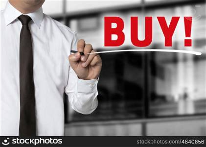 Buy written by businessman background concept. Buy written by businessman background concept.