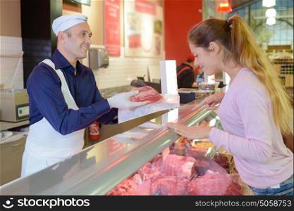 buying meat from a butcher