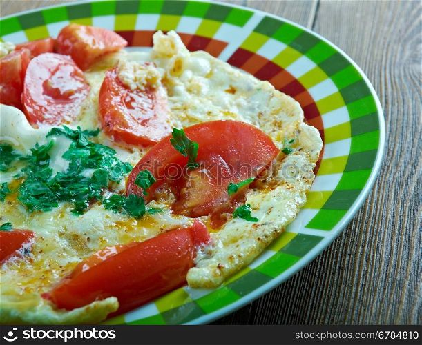 Byde Banadoura Lebanese tomato omelette. Middle Eastern cuisine