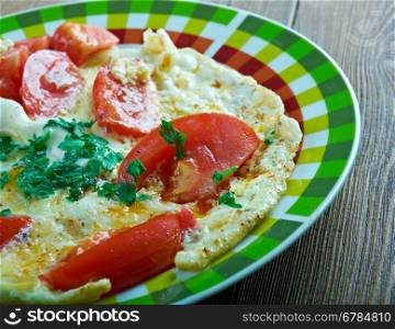 Byde Banadoura Lebanese tomato omelette. Middle Eastern cuisine