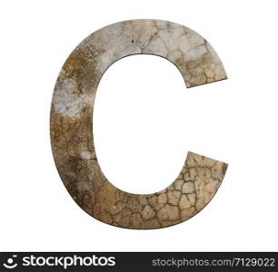 c letter cracked cement texture isolate