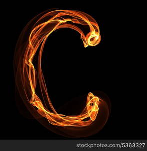 C letter in fire illustration