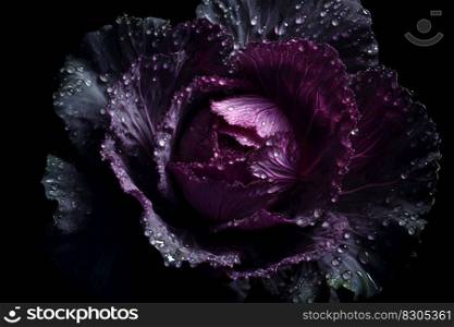 Cabbage on a black background. Neural network AI generated art. Cabbage on a black background. Neural network AI generated