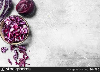 Cabbage salad in the bowl. On rustic background.. Cabbage salad in the bowl.