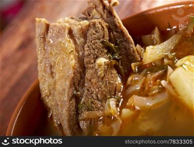 Cabbage soup with meat .farm-style