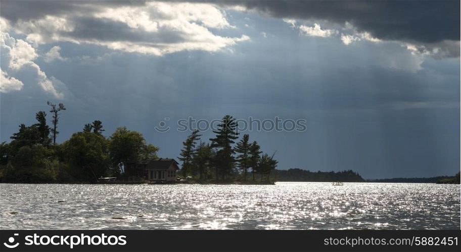 Cabin at lakeside, Lake Of The Woods, Ontario, Canada