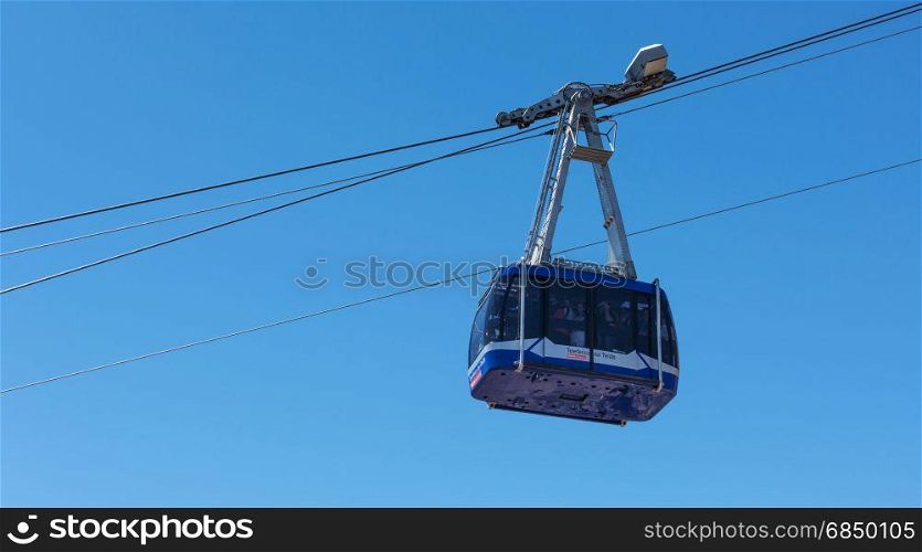 Cabin cable car for tourists visiting the observation deck of the volcano Teide on Tenerife island