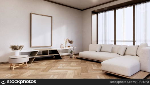 cabinet and arm chair,decoration plants, Modern empty room ,minimal designs. 3D rendering