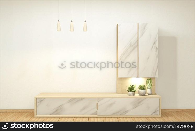 Cabinet granite in white empty interior room style, 3d rendering