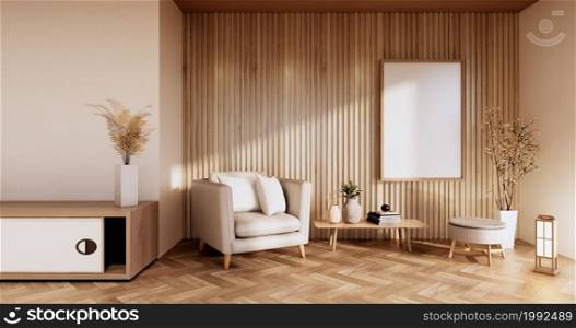 Cabinet in Living room and sofa armchair design.3D rendering