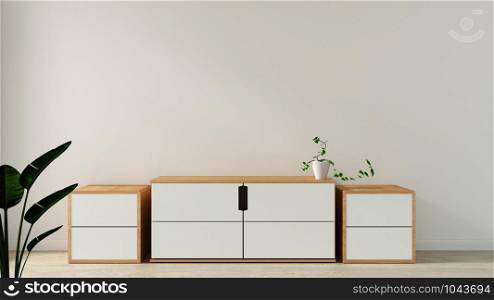 cabinet in modern empty room Japanese style,minimal designs. 3D rendering