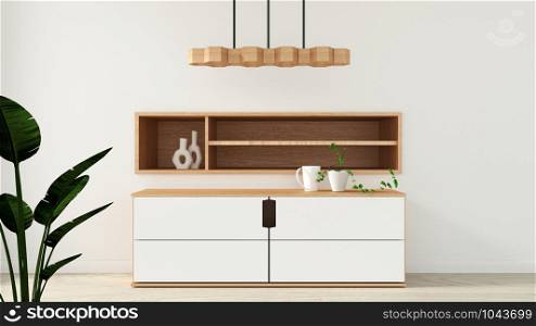 cabinet in modern empty room Japanese style,minimal designs. 3D rendering