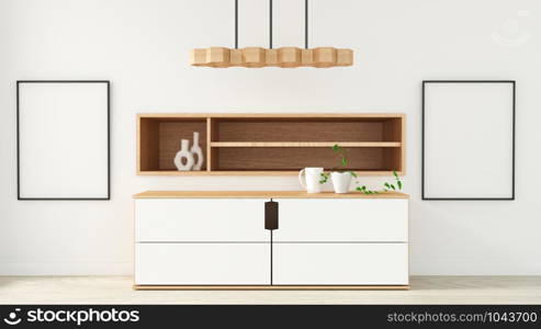 cabinet in modern empty room Japanese style,minimal designs. 3D rendering