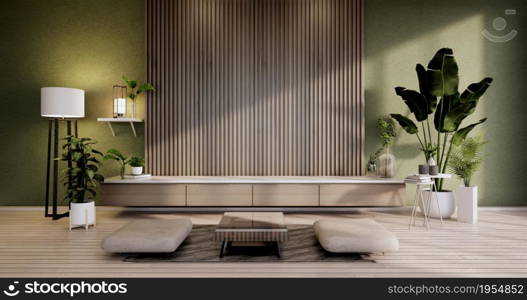 Cabinet in modern empty room zen style,minimalist designs. 3D rendering