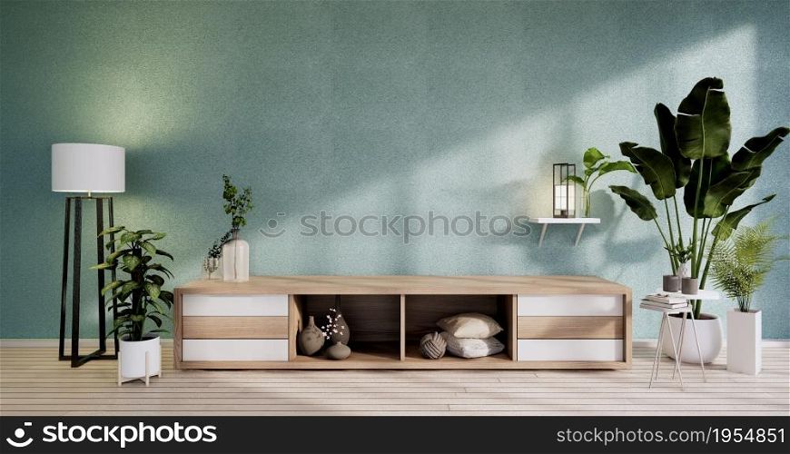 Cabinet in modern mint empty room zen style,minimalist designs. 3D rendering