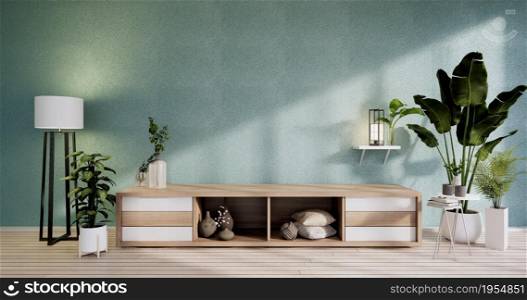 Cabinet in modern mint empty room zen style,minimalist designs. 3D rendering
