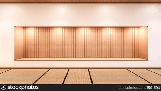 cabinet shelf wall on tatami mat floor room japanese style. 3D rendering