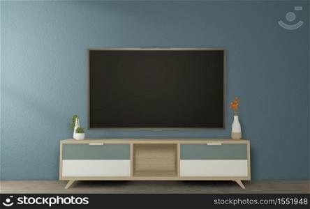 Cabinet Tv Mock up design on Dark Room Japanese Style.3D rednering