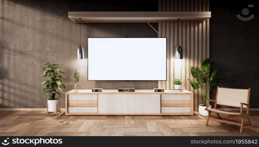 Cabinet wooden design on modern room japanese.3D rendering