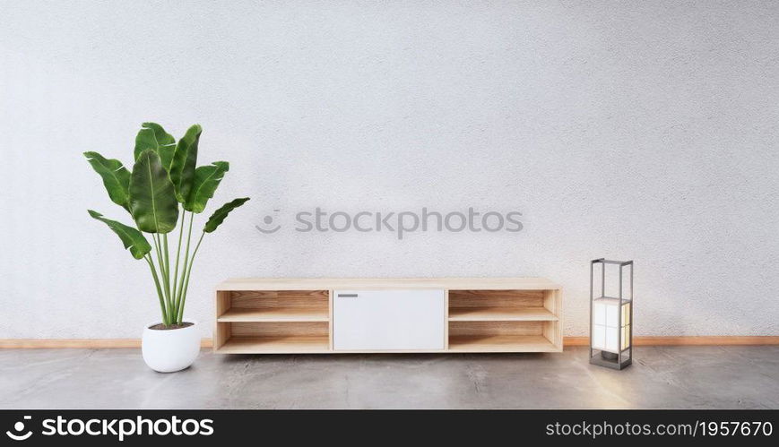 Cabinet wooden design on modern room japanese.3D rendering