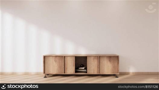 Cabinet wooden design on white room interior modern style.3D rendering