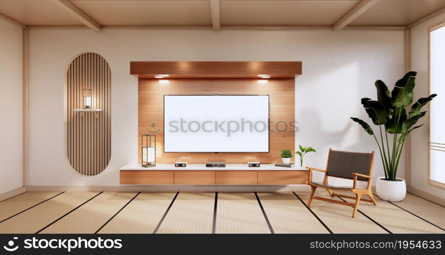 Cabinet wooden design, room interior,modern japanese style.3D rendering