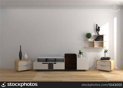 Cabinet wooden in room Japanese style . 3D rendering