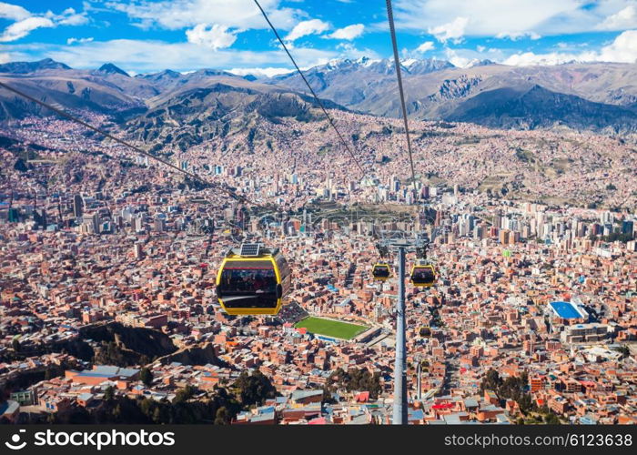 Cable car in La Paz city, Bolivia