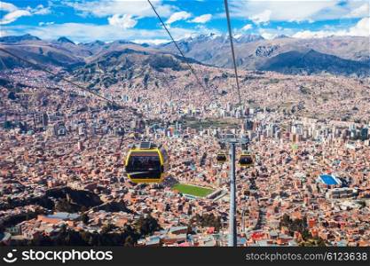 Cable car in La Paz city, Bolivia
