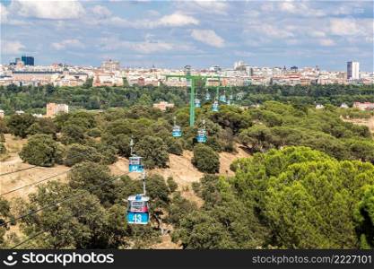 Cable car in Madrid in Spain in a beautiful summer day