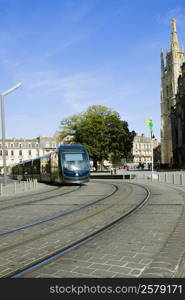 Cable car on tracks, Tour Pey Berland, Bordeaux, France