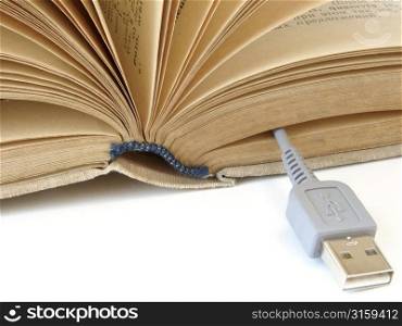 Cable connected to a book