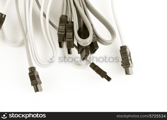 Cable on white background. Sepia