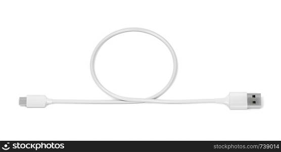 Cable usb-a to usb-c on white background