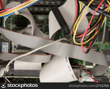 Cables and wires inside a personal computer