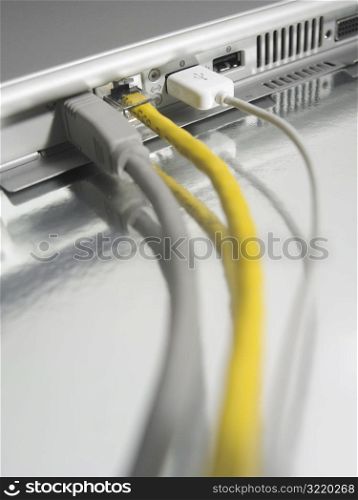 Cables Connecting to a Laptop Computer